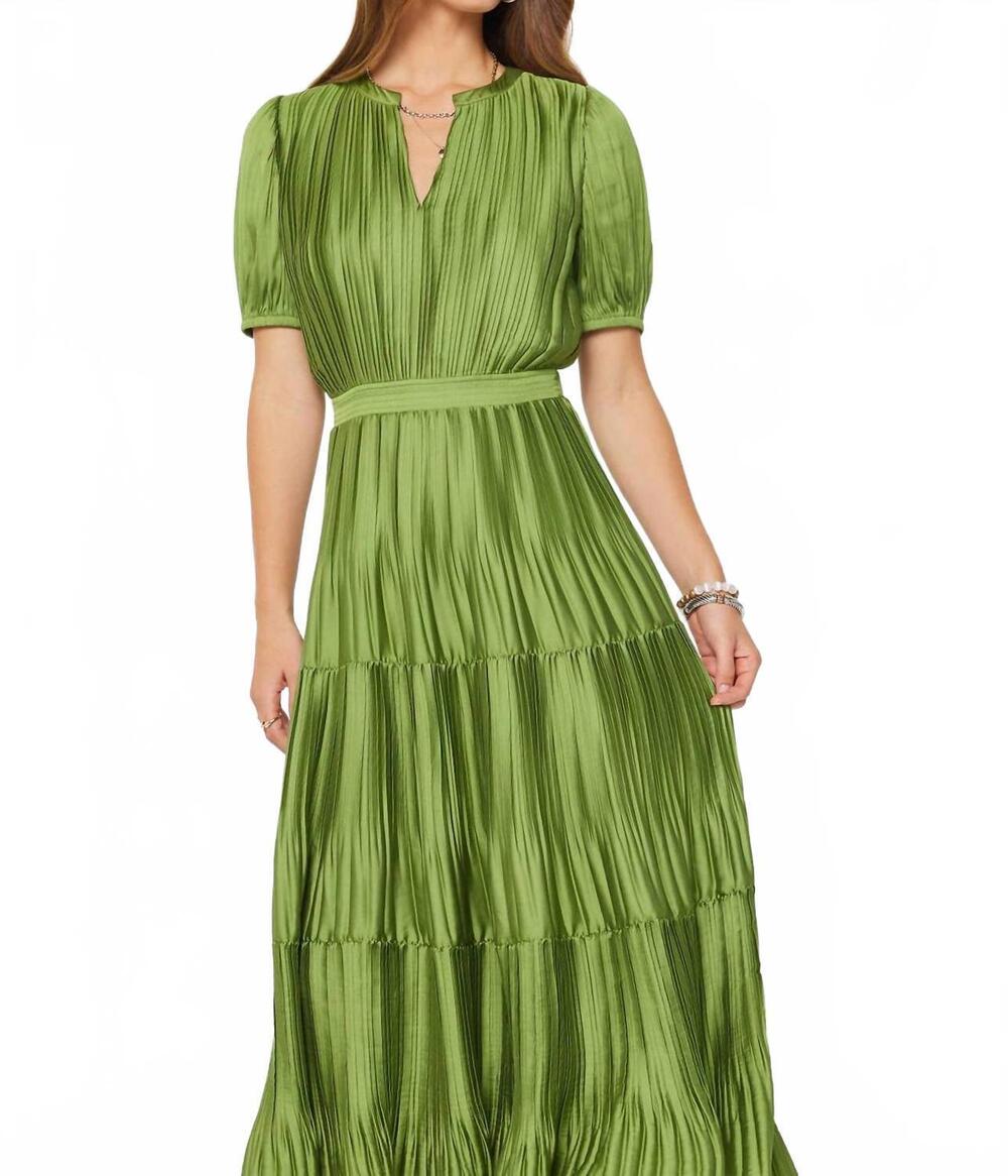 NEW CURRENT AIR pleated maxi dress in olive - Picture 4 of 5